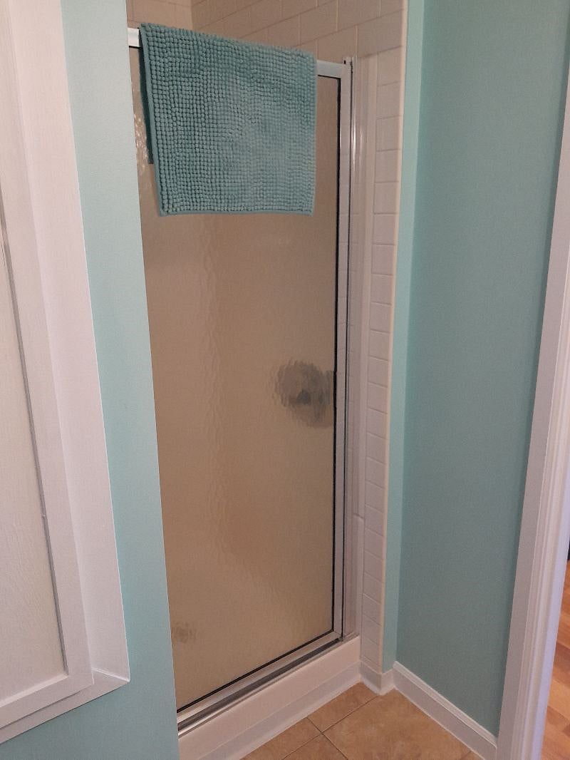 Walk in shower.
