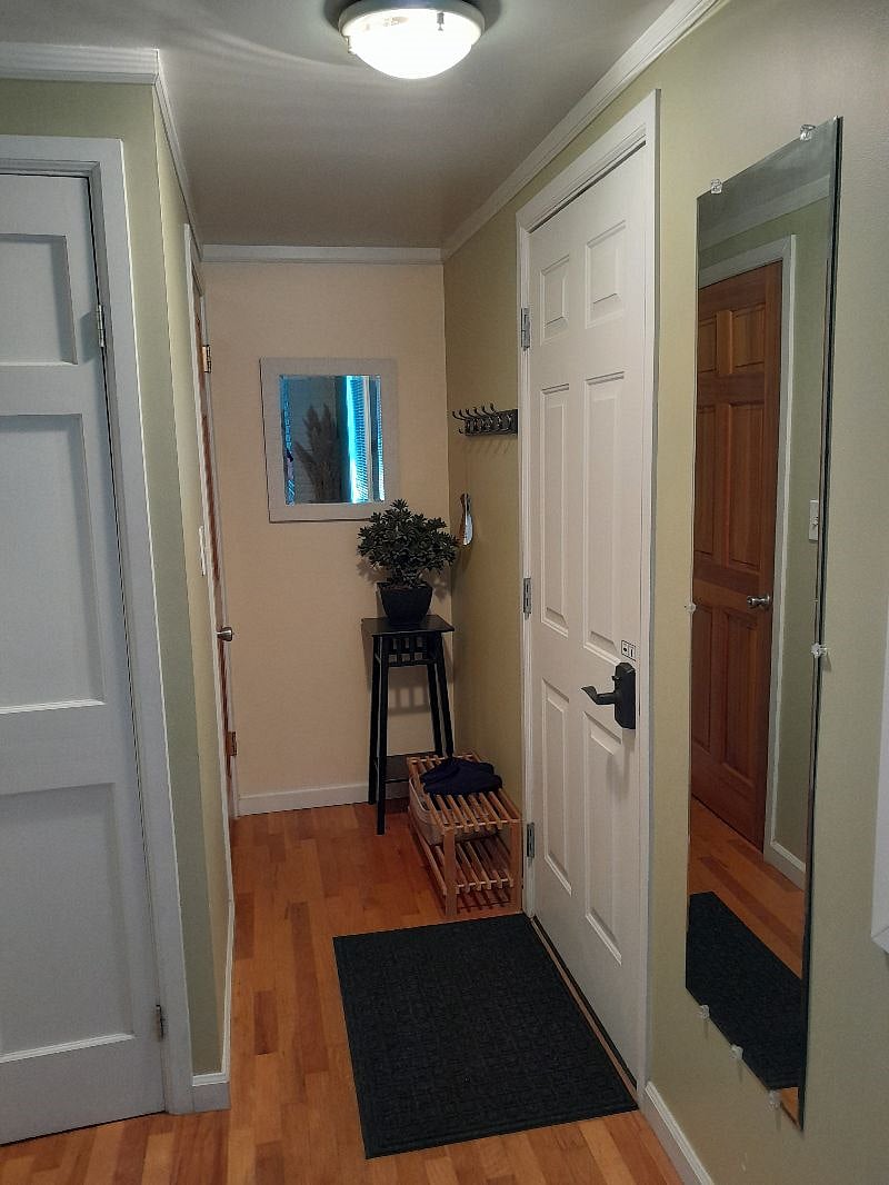 Entry door and hall.