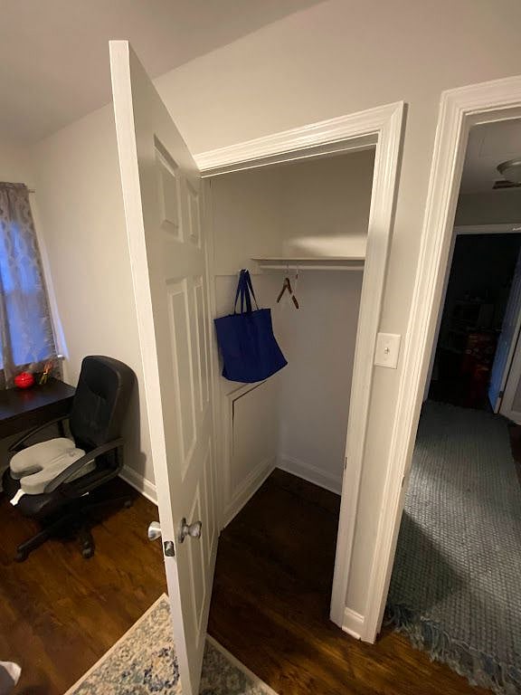 Closet and reusable bags if you need to go shopping (no plastic bags in NJ). Extra hangers are available if needed. 