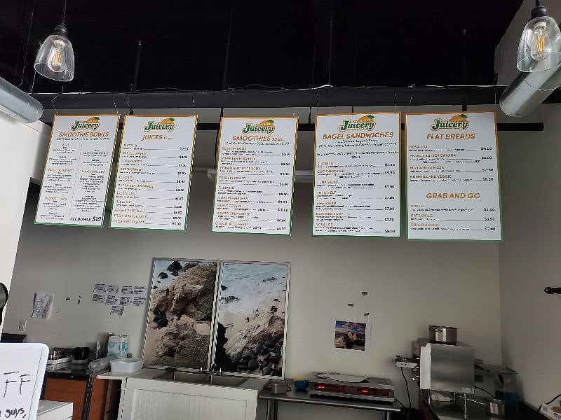Juicery and Bagel - right across the street. Yummy!!!