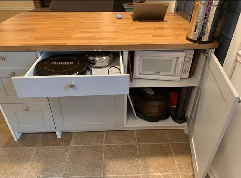 Induction burner, microwave and convection oven.