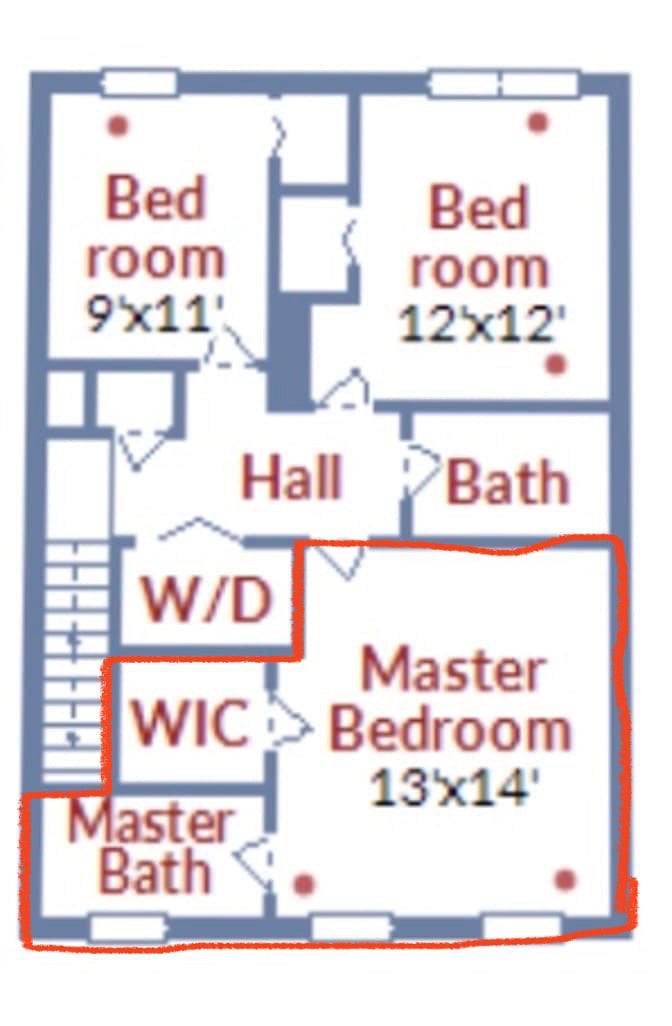 Spacious and private room layout