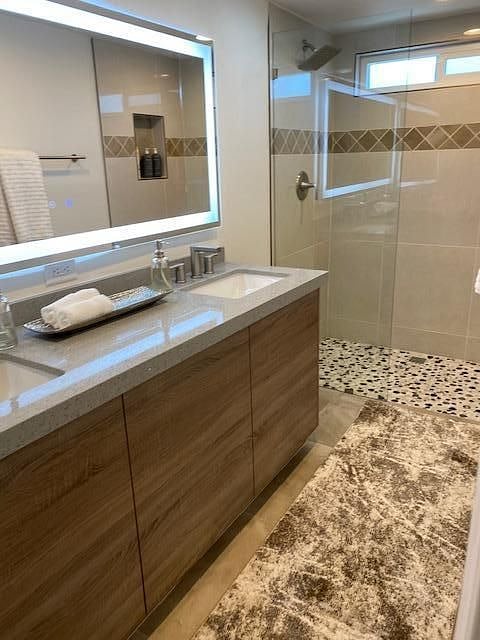 Primary bathroom with double sinks