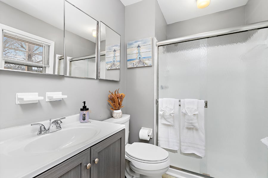 Master bathroom attached to master bedroom