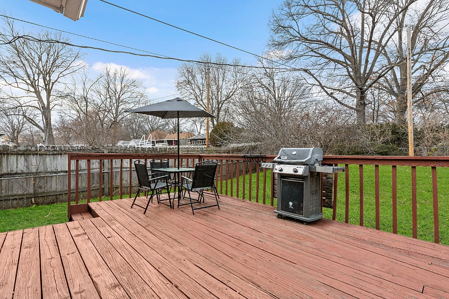 Private backyard with gas grill