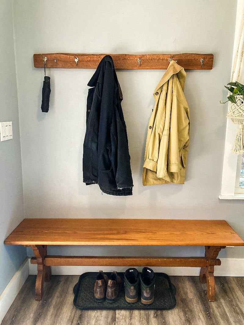Entryway handmade coatrack and bench