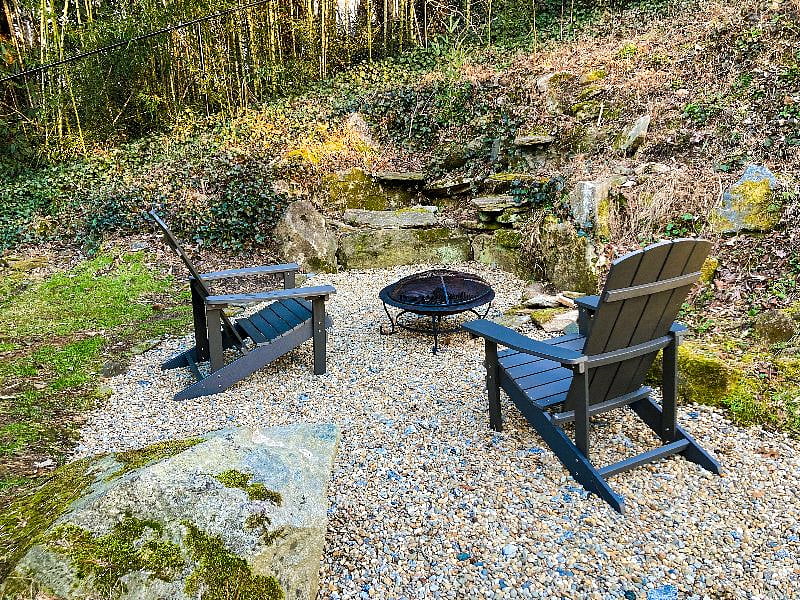 Firepit with comfortable Adirondack chairs