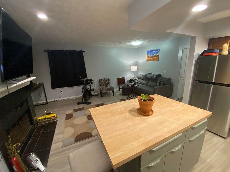 Living room/kitchen area.