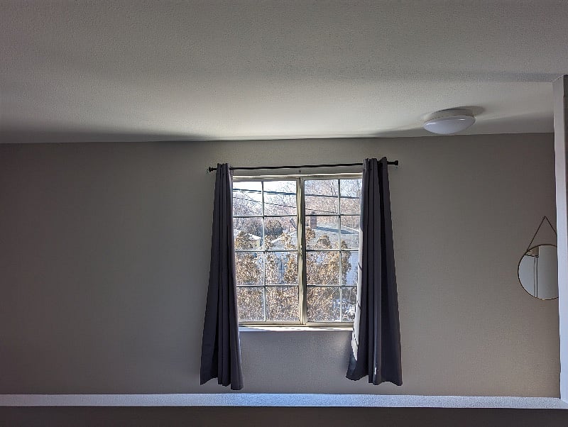 all windows have blackout curtains
