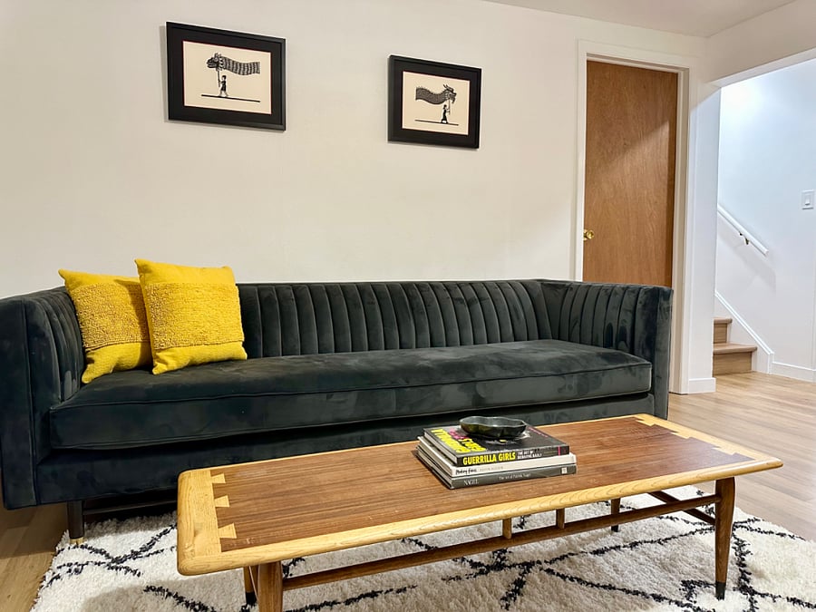 Living room space includes new luxury vinyl plank flooring. 
Note: Some furnishings may be switched for newer items.