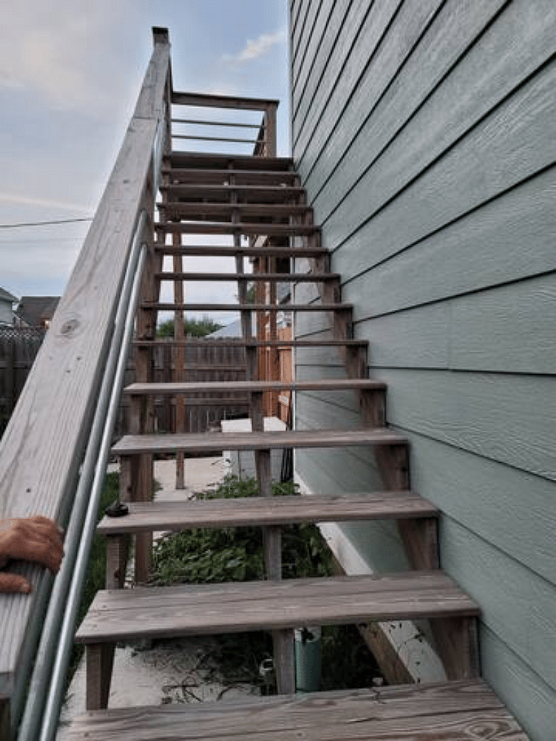 Stairs up to carriage house - we have since added stair grips