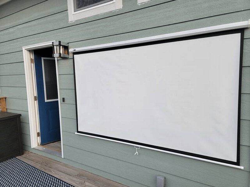 Enjoy watching movies or playing video games on the outdoor 100" projector screen on the deck. Projector is located in the kitchen and can be hooked up to various devices with HDMI output ( devices not provided).
