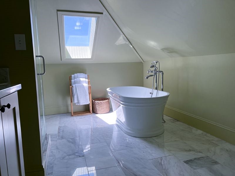 Master bathroom with free standing tub