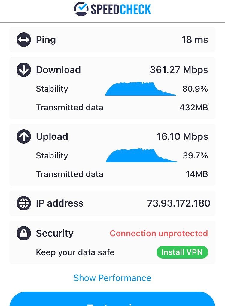 Fast internet speeds for those needing to work from home or stream their favorite shows.