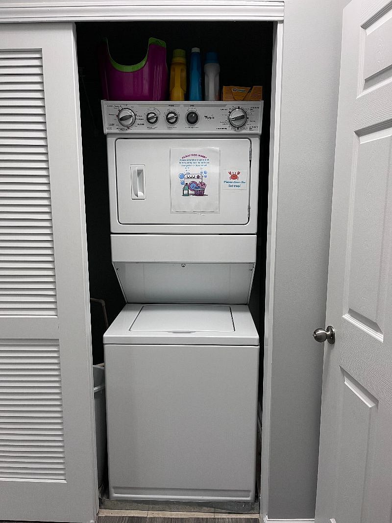 Private, stackable washer and dryer available for your use during your stay.