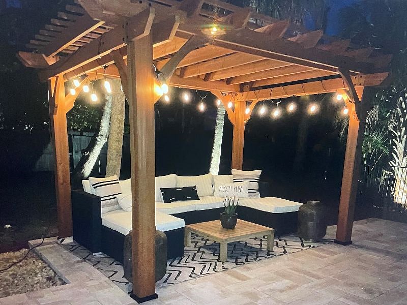 A pergola for daytime shade and night time easy living