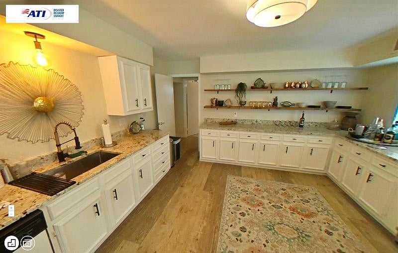 Open kitchen with granite counter tops and fully stocked for food any type of food prep and cooking