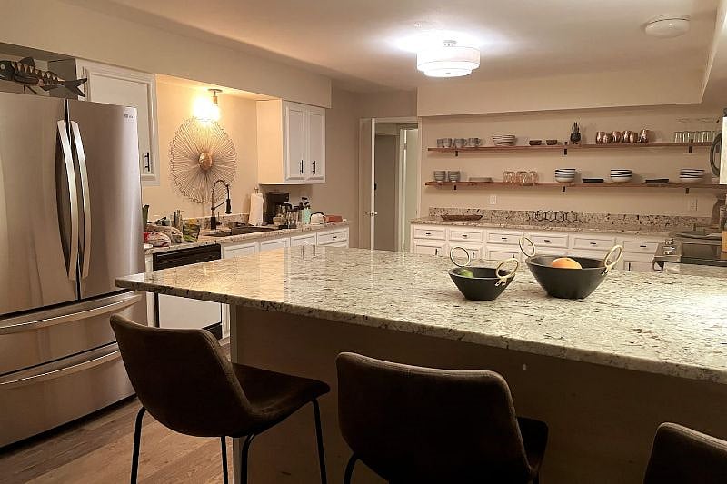 Large kitchen, 7 foot long wide bar for eating or hanging out
