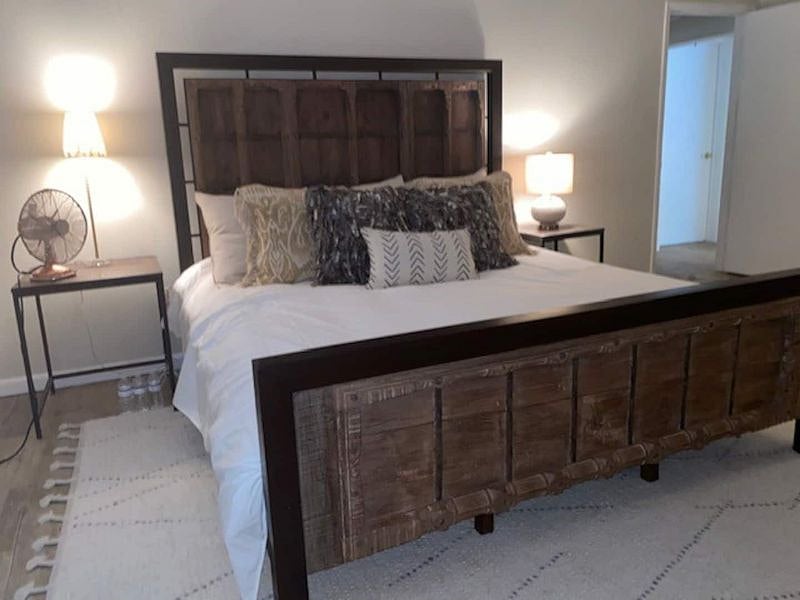 Master bedroom king size bed and large screen TV