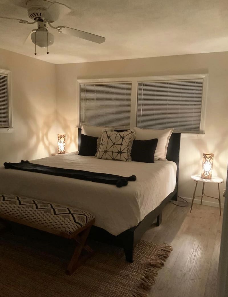 Guest bedroom with King size bed and large screen TV