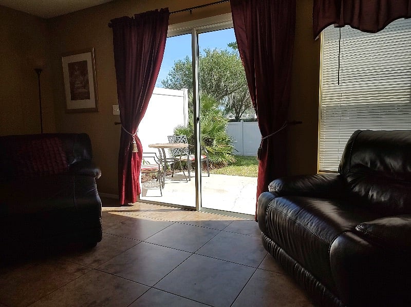 Living room looking out to back patio