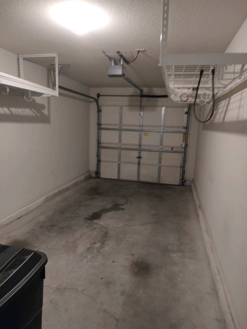 One car garage- storage racks on top