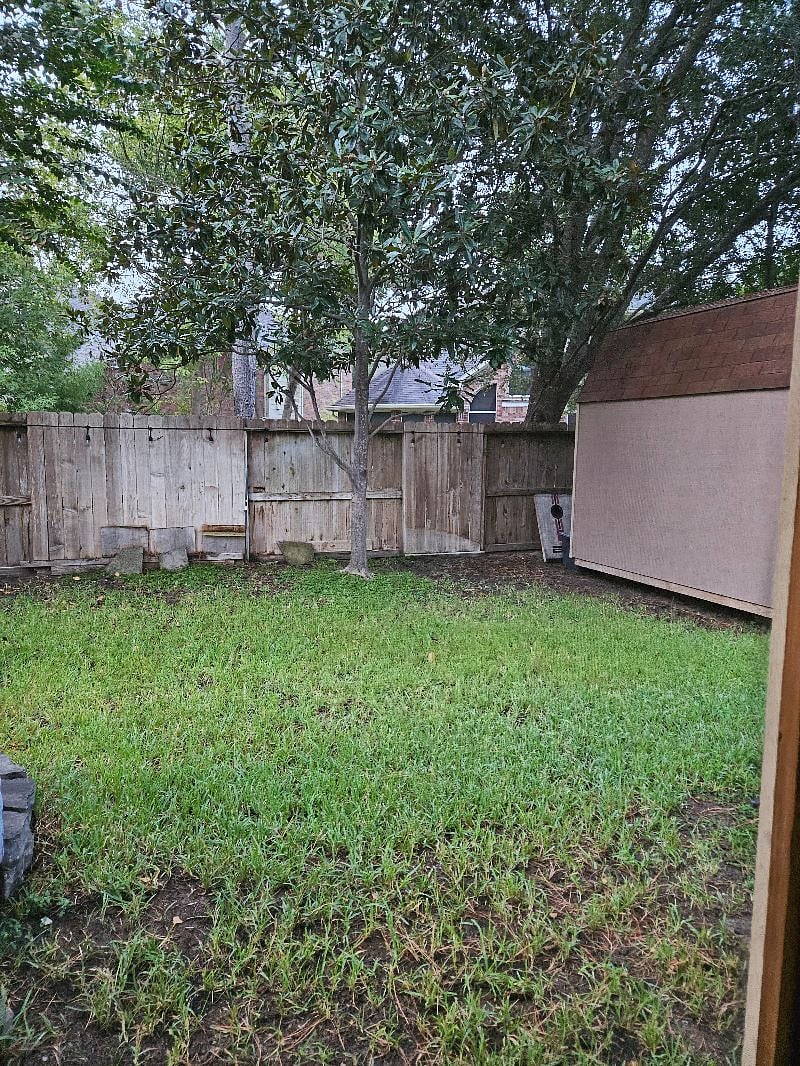 Back yard view from bedroom patio door