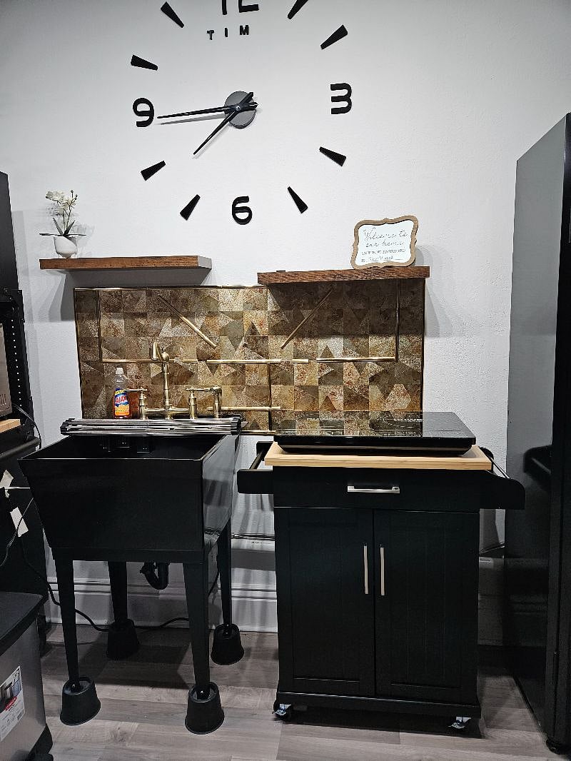 Large utility sink/2 burner induction stove