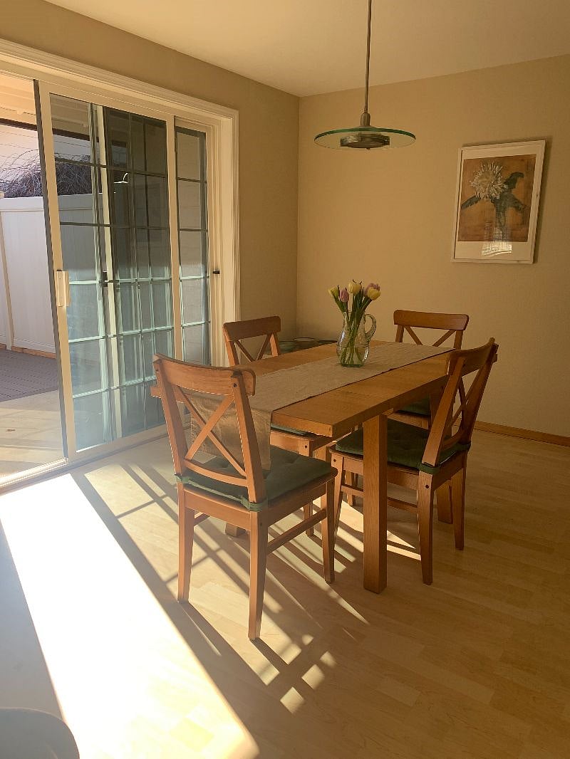 Sliding doors to back patio deck and courtyard