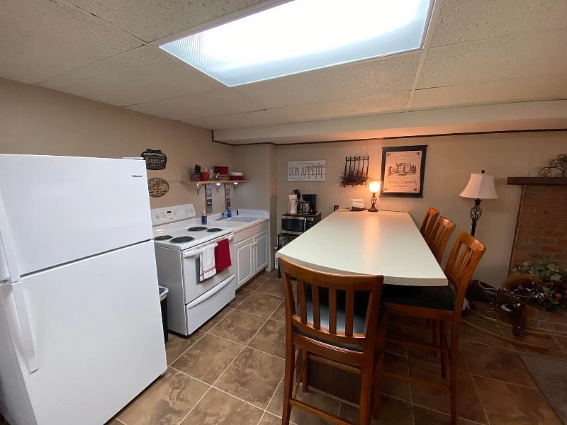 Kitchen with bar eating area 