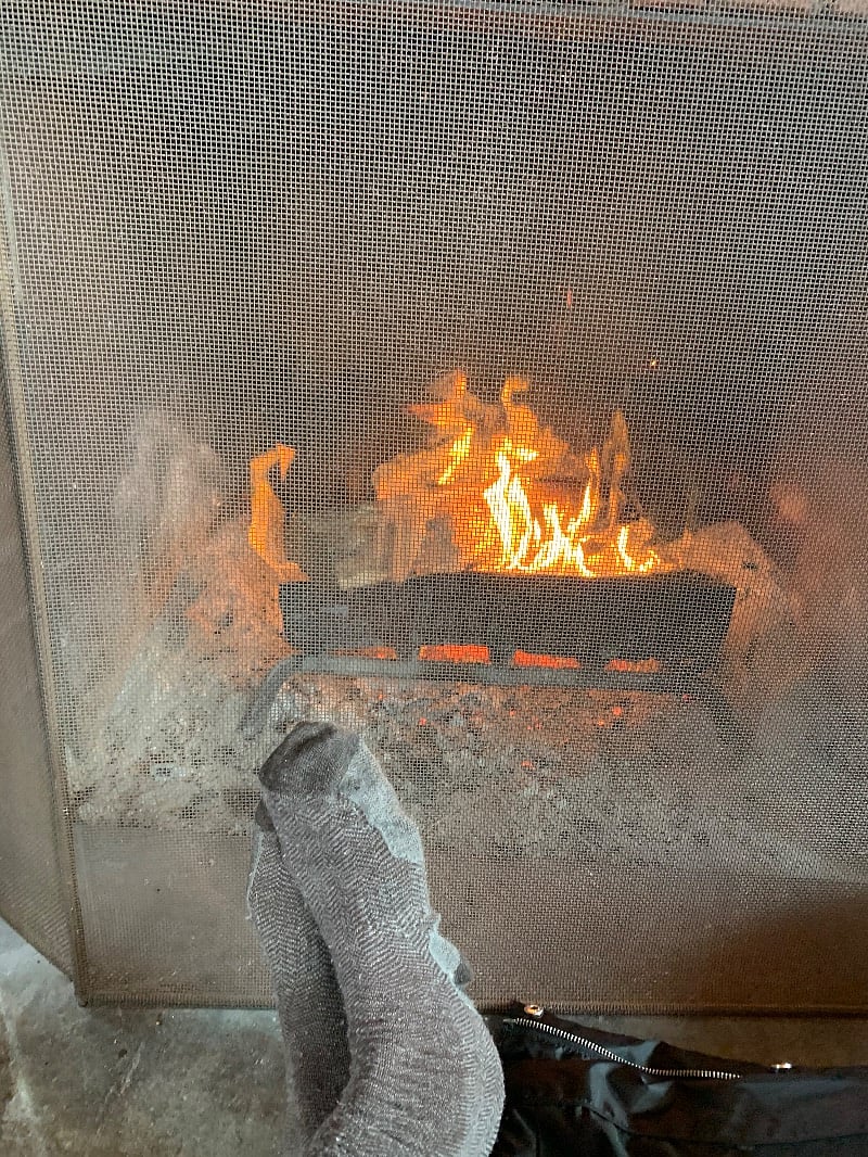 Working wood fireplace