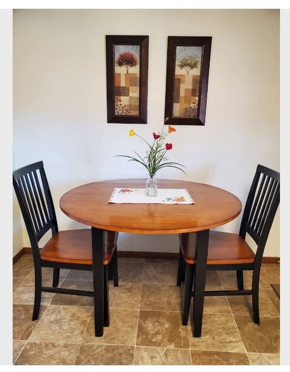 small table with a leaf in the kitchen