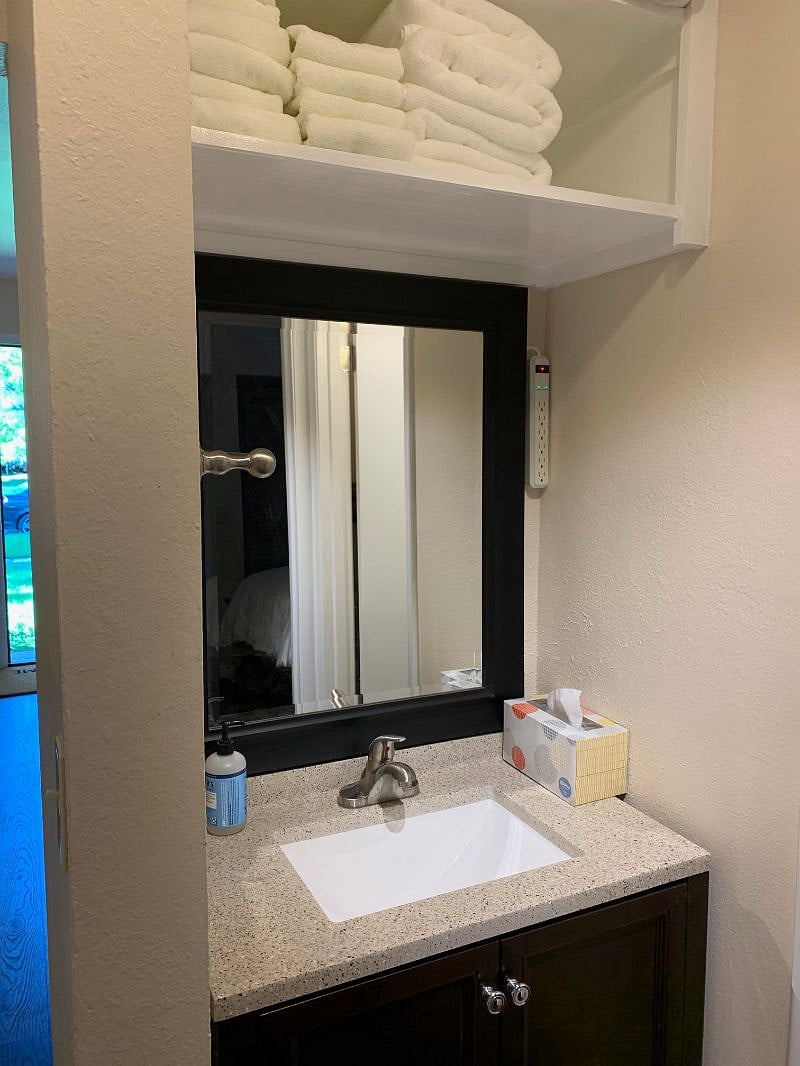Bonus sink in Hallway outside of Bathroom - Power strip will support a hair dryer
