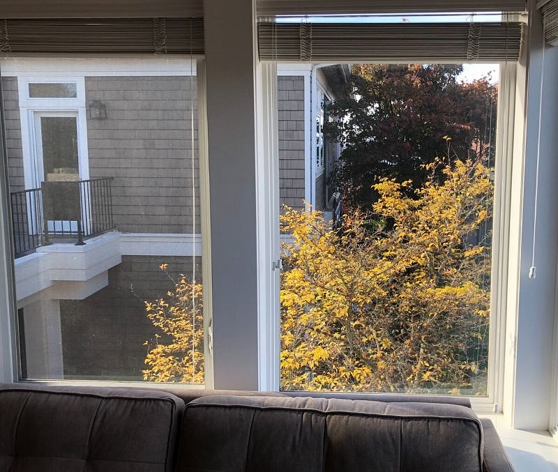 Out the living room window (a nice water & Seattle view when the leaves are off the trees)