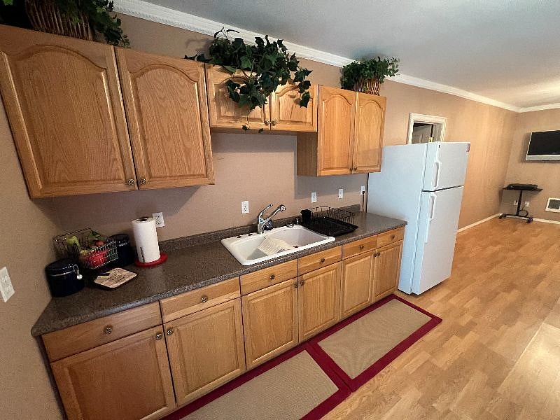 Kitchen sink and refrigerator