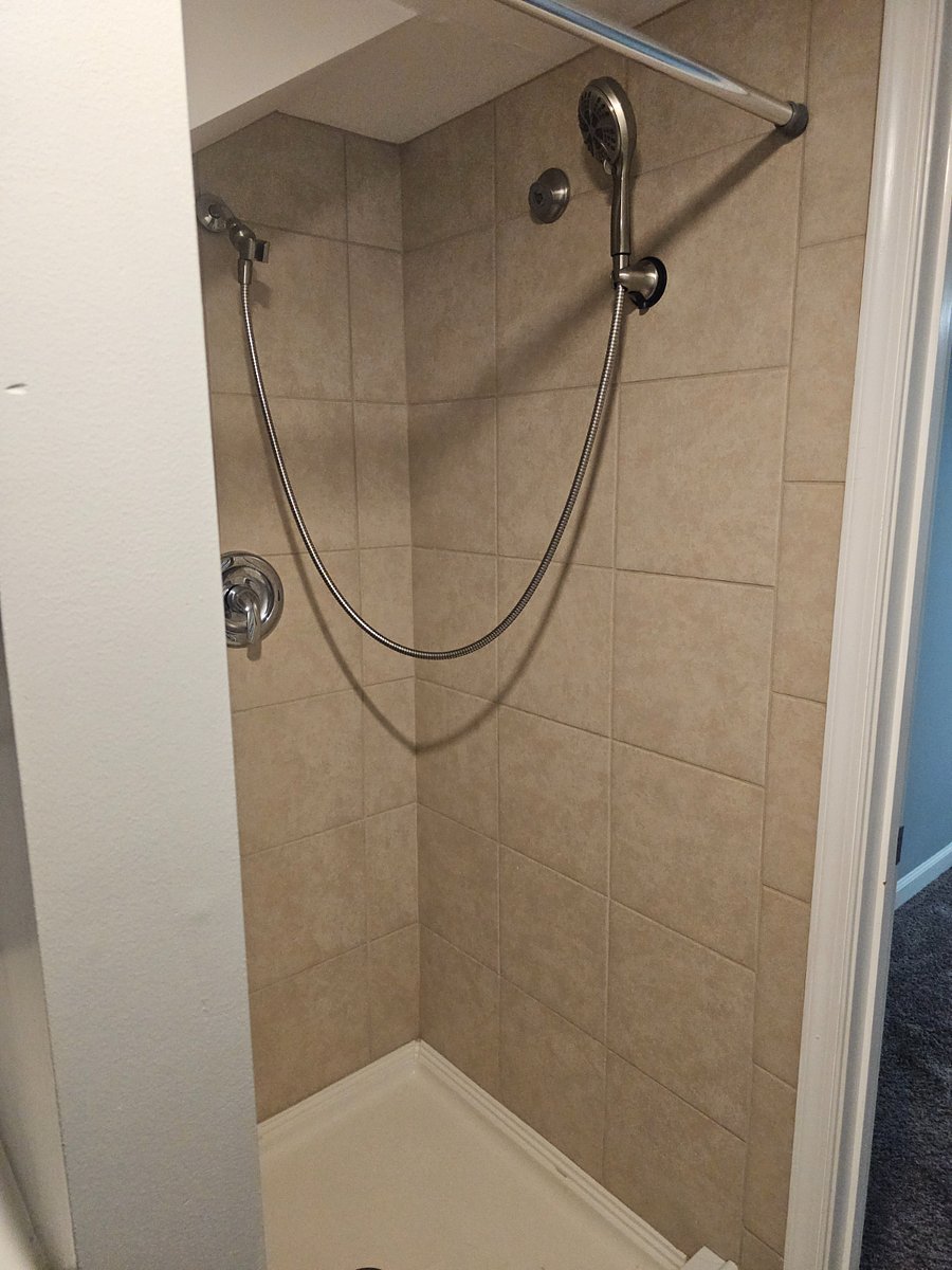 Shared shower to whind down a clean up.