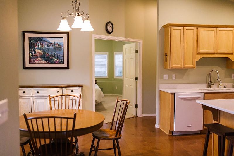 Kitchen and dining - looking into bedroom