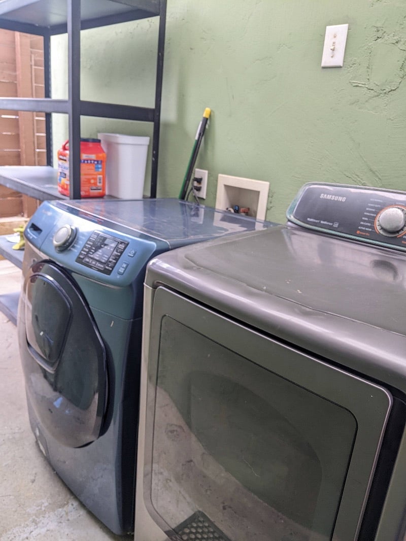 The washer and dryer are shared between the units.