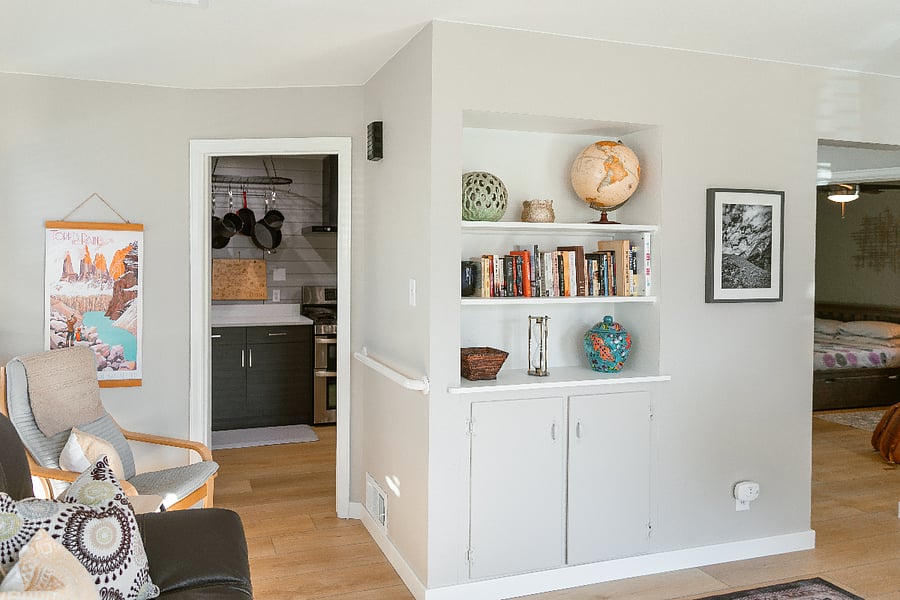Living room into Kitchen