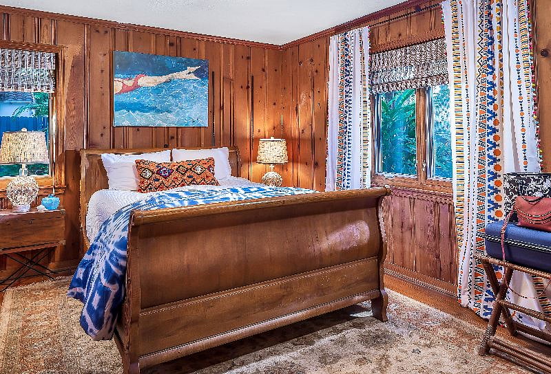 Downstairs bedroom with queen bed