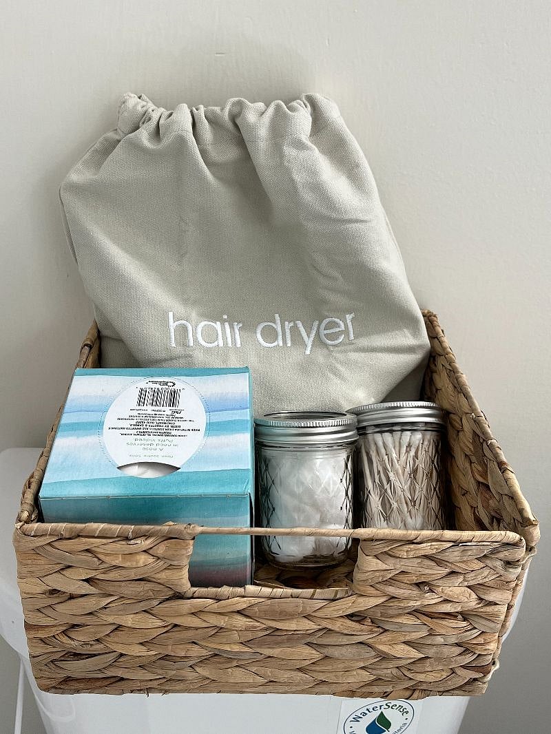 Hair dryer, tissues, extra toilet paper and other bathroom essentials included for your convenience!