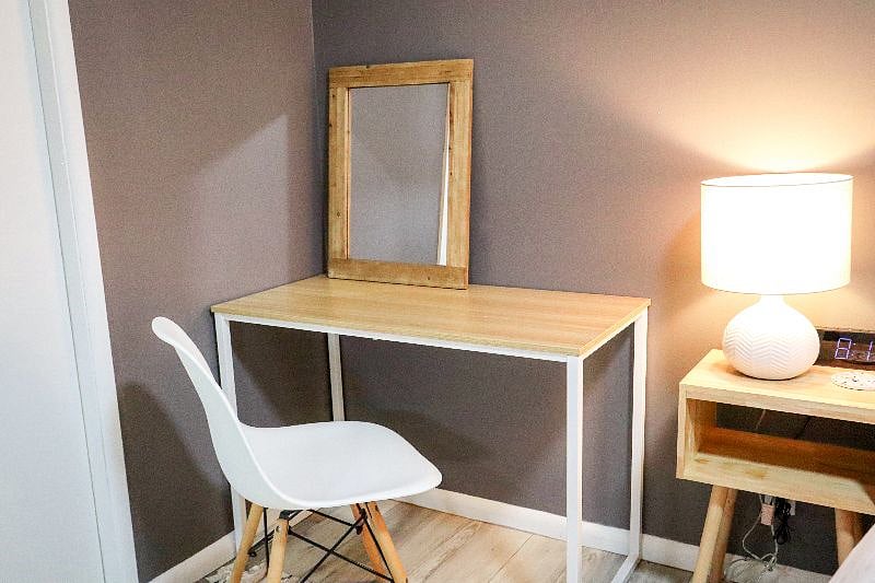 Writing desk and chair.