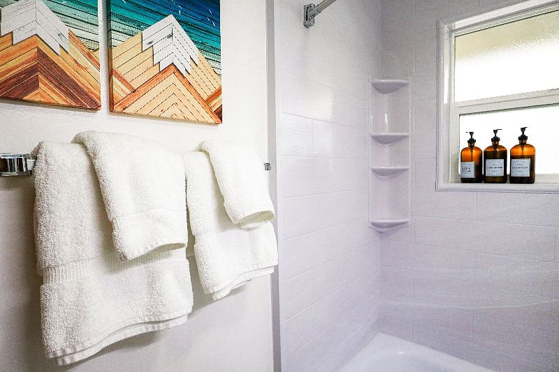 Bath towels, hand towels, and extras.