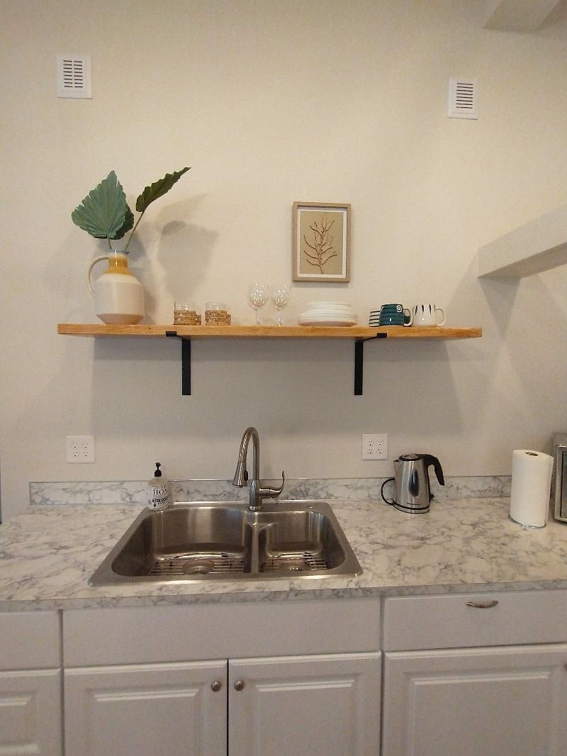 kitchen sink and open shelf