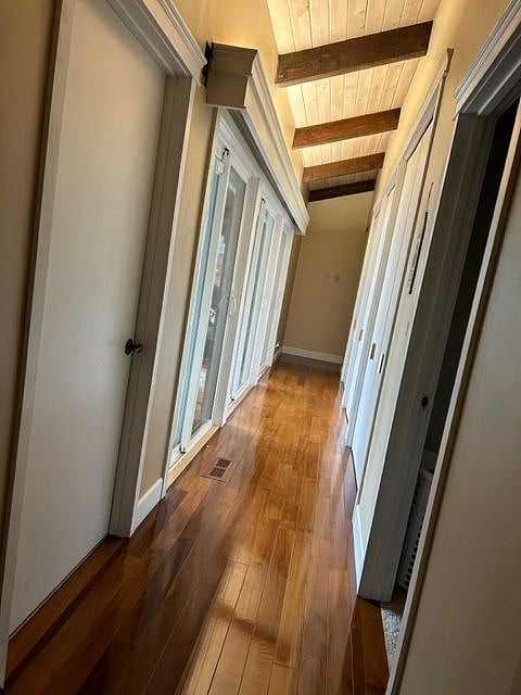 Bedroom and bathroom are around the corner at the end of this hallway.