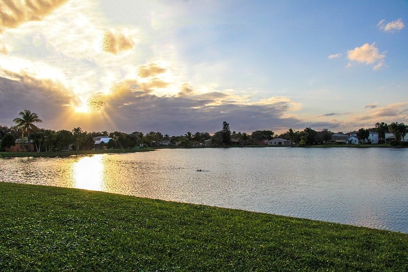Beautiful lake in spacious backyard