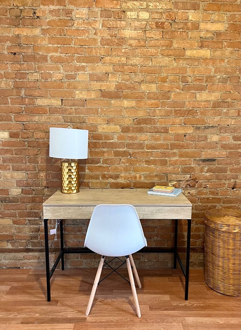 Desk work area in bedroom
