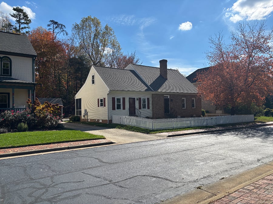 Exterior of our house. Apartment is above the garage behind the house.
