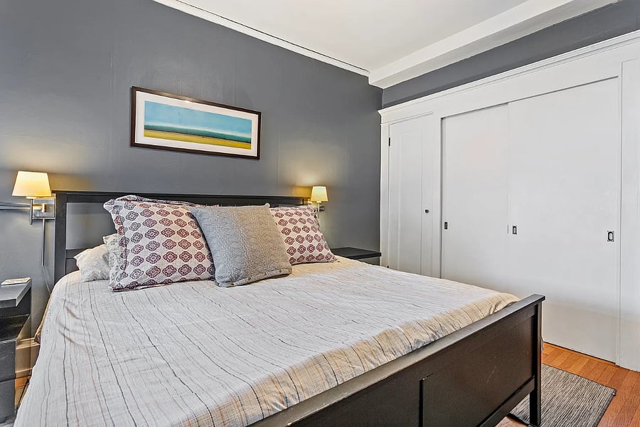 Large closets with built-in shelving