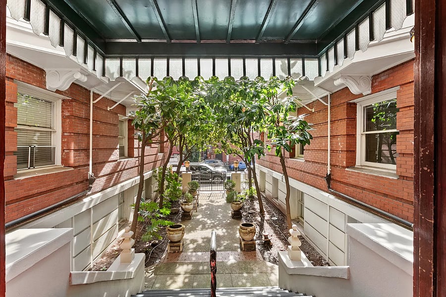Courtyard view from lobby door